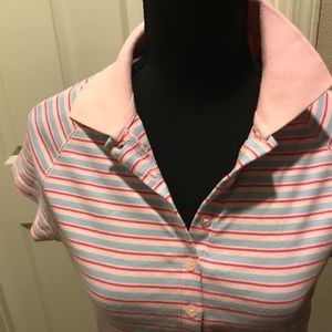 The Limited Pink W Blue Stripes Polo with With Tags Blouse Size
